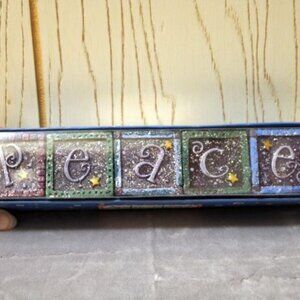 Papel Giftware Arctic Cheer Peace Hand Painted Candle Block Set - New